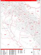 Palo Alto  Wall Map Red Line Style